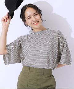 【洗える】腕を出さずにこなれ見え スラブボーダーTシャツ