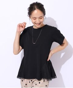 【自然にウエストカバー】インせず決まる サイドチュール切替Tシャツ