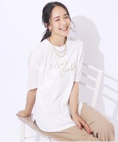 【洗える/UV】大人のこなれ感 ぷっくりラメロゴTシャツ