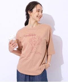 【洗える／綿100％】アウトも決まる ラウンドヘム プリントTシャツ