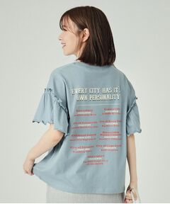 【洗える】ロゴデザインでこなれ見え フリルスリーブTシャツ