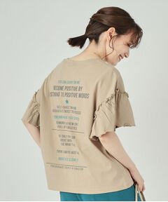 【洗える】ロゴデザインでこなれ見え フリルスリーブTシャツ