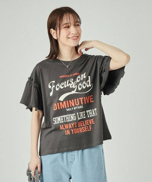 SHOO・LA・RUE / シューラルー Tシャツ | 【洗える】ロゴデザインでこなれ見え フリルスリーブTシャツ | 詳細10