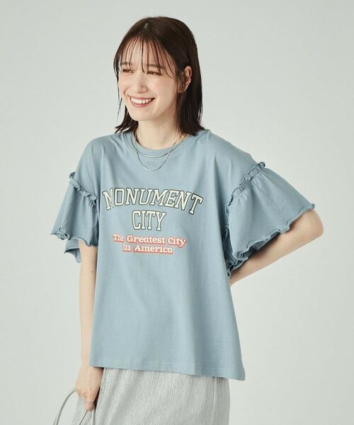 SHOO・LA・RUE / シューラルー Tシャツ | 【洗える】ロゴデザインでこなれ見え フリルスリーブTシャツ | 詳細6