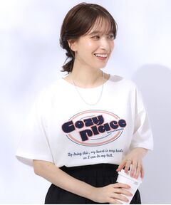 【洗える】もこもこ刺繍がこなれ見え ロゴ入りBIG Tシャツ