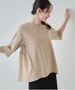 SHOO・LA・RUE / シューラルー カットソー | 【洗える/5分袖】バックギャザー 異素材切替トップス