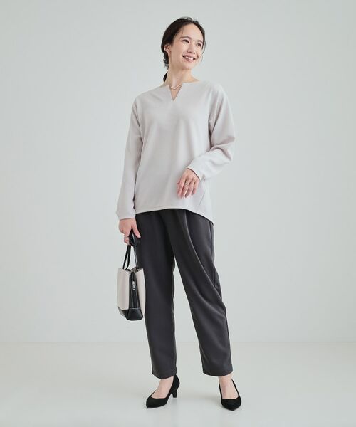 SHOO・LA・RUE / シューラルー カットソー | 【洗える】洗濯後しわになりにくい 首元すっきりキーネックトップス | 詳細3