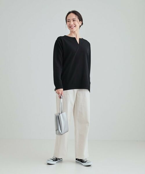 SHOO・LA・RUE / シューラルー カットソー | 【洗える】洗濯後しわになりにくい 首元すっきりキーネックトップス | 詳細7