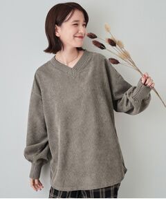 SHOO・LA・RUE / シューラルー カットソー | 【S-LL/体型カバー】異素材コーデュロイトップス