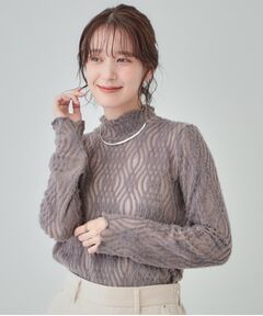 SHOO・LA・RUE / シューラルー カットソー | 【S-LL/洗える】レイヤードコーデに ふわふわフェザー調ウェーブ柄インナー