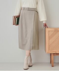 SHOO・LA・RUE / シューラルー スカート | 【S-LL】共布ベルト付き サイドプリーツ切り替えスカート