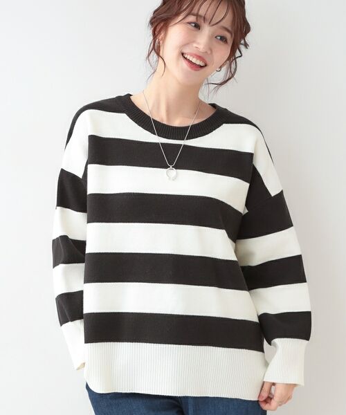 SHOO・LA・RUE/シューラルー 【S-LL/洗える】スウェットライク オーバーサイズニット オフホワイト(303) 04(LL) SHOO・LA・RUE/シューラルー 【S-LL/洗える】スウェットライク オーバーサイズニット オフホワイト(303) 04(LL)