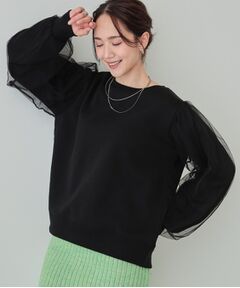 SHOO・LA・RUE / シューラルー スウェット | 【あったか/洗濯機可/S-LL】一枚でサマ見え 裏起毛お袖チュールスウェット