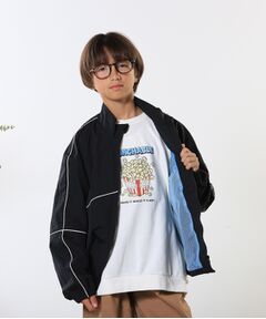 SHOO・LA・RUE / シューラルー レザーブルゾン・ジャケット | 【100-150cm/洗える/男女兼用】スタンドカラー パイピングブルゾン