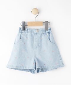 SHOO・LA・RUE / シューラルー パンツ | 【100-150cm/洗える/姉妹リンクにも】ハート刺繍にキュンとする　デニムショートパンツ