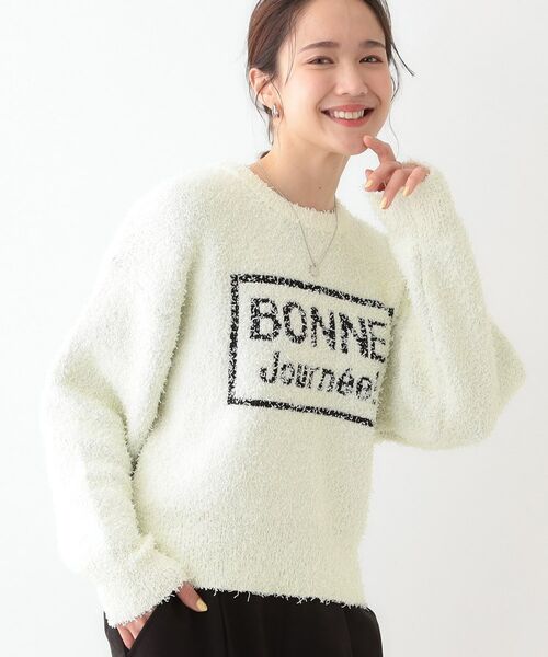 SHOO・LA・RUE/シューラルー ゆるっと抜け感 カールヤーンロゴニット オフホワイト(003) 03(L) SHOO・LA・RUE/シューラルー ゆるっと抜け感 カールヤーンロゴニット オフホワイト(003) 03(L)