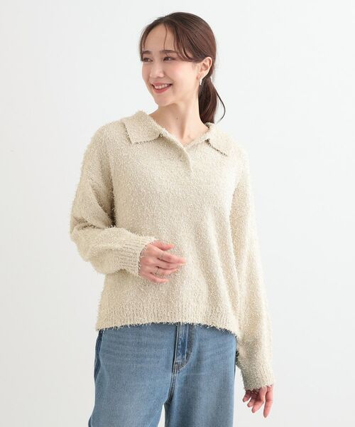 SHOO・LA・RUE / シューラルー ニット・セーター | 【S-LL】大人ヘルシー やわらかカールヤーン ポロニット | 詳細1