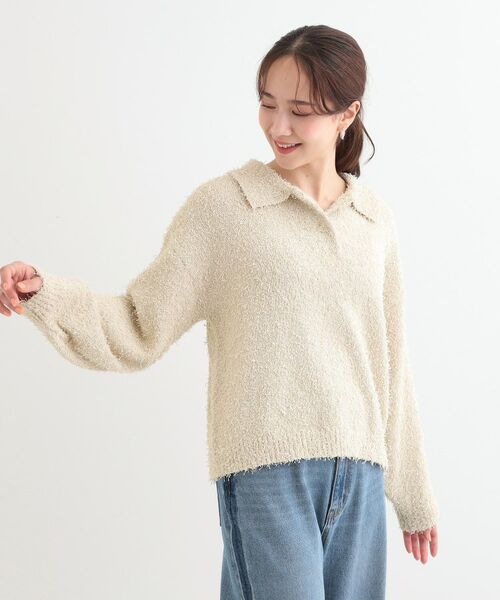 SHOO・LA・RUE / シューラルー ニット・セーター | 【S-LL】大人ヘルシー やわらかカールヤーン ポロニット | 詳細2