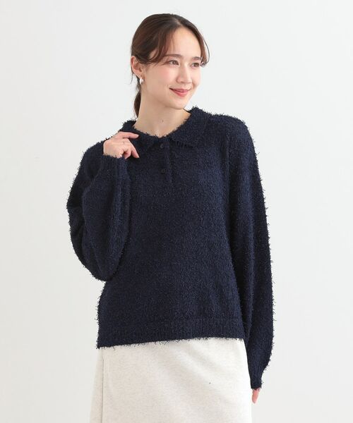 SHOO・LA・RUE / シューラルー ニット・セーター | 【S-LL】大人ヘルシー やわらかカールヤーン ポロニット | 詳細5