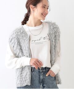 SHOO・LA・RUE / シューラルー ベスト | ループヤーンがアクセント ニットZIPベスト