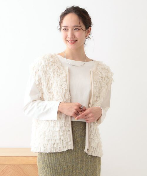 SHOO・LA・RUE / シューラルー ベスト | ループヤーンがアクセント ニットZIPベスト | 詳細1