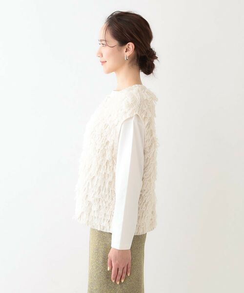 SHOO・LA・RUE / シューラルー ベスト | ループヤーンがアクセント ニットZIPベスト | 詳細10