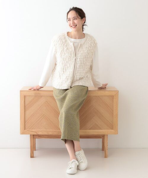 SHOO・LA・RUE / シューラルー ベスト | ループヤーンがアクセント ニットZIPベスト | 詳細3