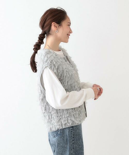 SHOO・LA・RUE / シューラルー ベスト | ループヤーンがアクセント ニットZIPベスト | 詳細6