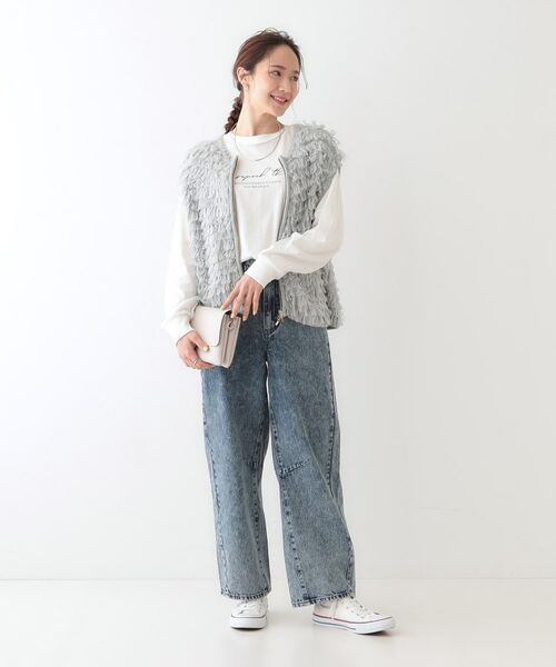 SHOO・LA・RUE / シューラルー ベスト | ループヤーンがアクセント ニットZIPベスト | 詳細7