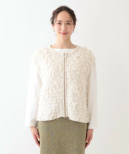 SHOO・LA・RUE / シューラルー ベスト | ループヤーンがアクセント ニットZIPベスト | 詳細9