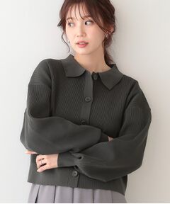 着こなしいろいろ 襟付きスポンディッシュニットカーディガン