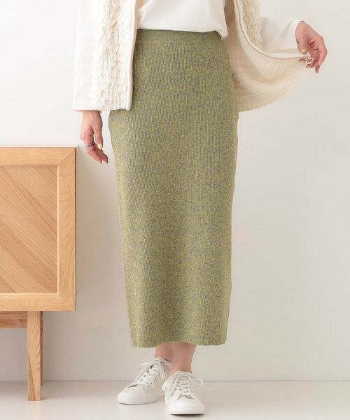 SHOO・LA・RUE/シューラルー スポンディッシュMIXニットナロースカート イエロー(032) 02(M) SHOO・LA・RUE/シューラルー スポンディッシュMIXニットナロースカート イエロー(032) 02(M)
