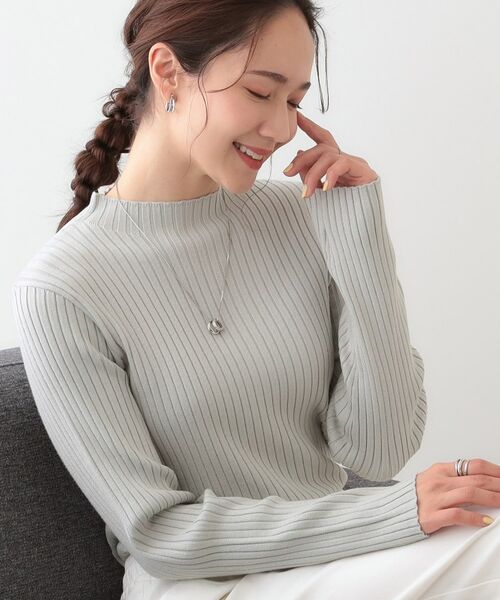 SHOO・LA・RUE/シューラルー 【洗える/S-LL】一枚でもインナーでも プチハイネック リブニット ライトグレー(011) 02(M) SHOO・LA・RUE/シューラルー 【洗える/S-LL】一枚でもインナーでも プチハイネック リブニット ライトグレー(011) 02(M)