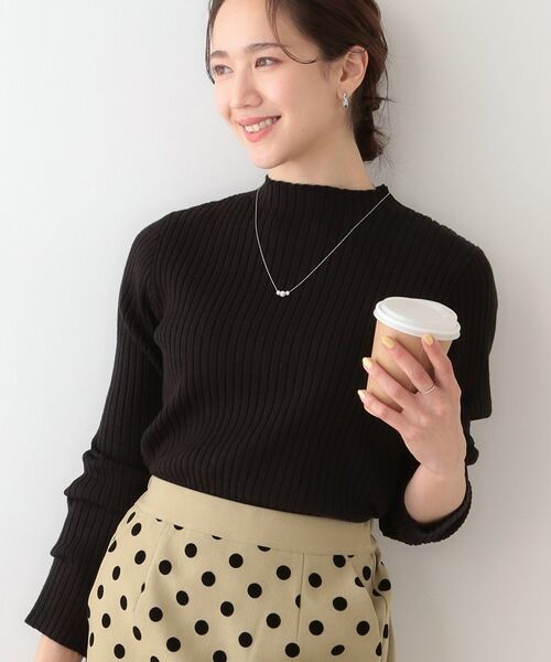 SHOO・LA・RUE/シューラルー 【洗える/S-LL】一枚でもインナーでも プチハイネック リブニット ブラック(019) 04(LL) SHOO・LA・RUE/シューラルー 【洗える/S-LL】一枚でもインナーでも プチハイネック リブニット ブラック(019) 04(LL)