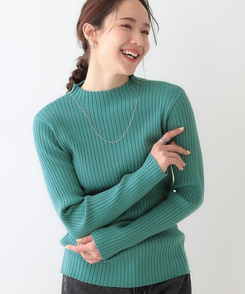 SHOO・LA・RUE/シューラルー 【洗える/S-LL】一枚でもインナーでも プチハイネック リブニット ブルーグリーン(097) 02(M) SHOO・LA・RUE/シューラルー 【洗える/S-LL】一枚でもインナーでも プチハイネック リブニット ブルーグリーン(097) 02(M)