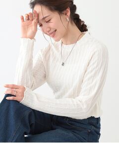 【S-LL】一枚でもインナーでも ふくれジャカード プチハイネックトップス