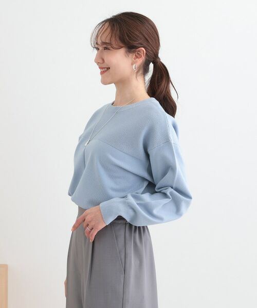 SHOO・LA・RUE / シューラルー ニット・セーター | 【S-LL/洗える】顔回りすっきりガーター編み切り替えニット | 詳細2