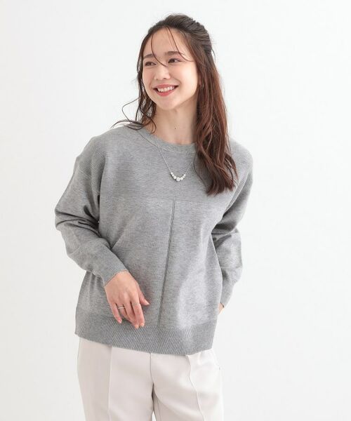 SHOO・LA・RUE / シューラルー ニット・セーター | 【S-LL/洗える】顔回りすっきりガーター編み切り替えニット | 詳細5