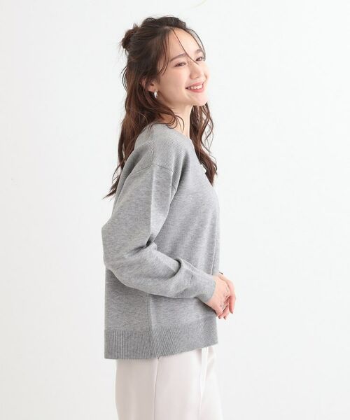 SHOO・LA・RUE / シューラルー ニット・セーター | 【S-LL/洗える】顔回りすっきりガーター編み切り替えニット | 詳細6