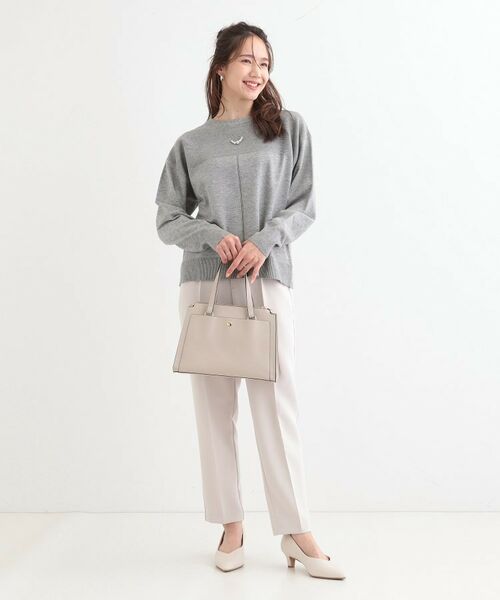 SHOO・LA・RUE / シューラルー ニット・セーター | 【S-LL/洗える】顔回りすっきりガーター編み切り替えニット | 詳細7