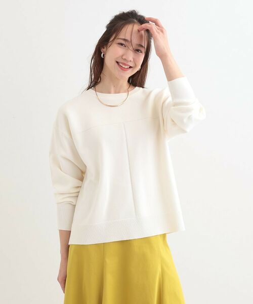 SHOO・LA・RUE / シューラルー ニット・セーター | 【S-LL/洗える】顔回りすっきりガーター編み切り替えニット | 詳細9