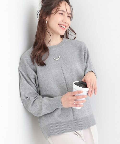 SHOO・LA・RUE/シューラルー 【S-LL/洗える】顔回りすっきりガーター編み切り替えニット グレー(012) 03(L) SHOO・LA・RUE/シューラルー 【S-LL/洗える】顔回りすっきりガーター編み切り替えニット グレー(012) 03(L)