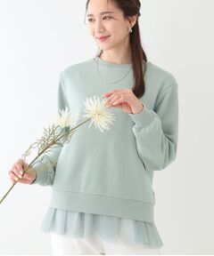 SHOO・LA・RUE / シューラルー カットソー | 【洗える/S-LL】一枚でサマ見え 裾チュールレイヤードスウェット