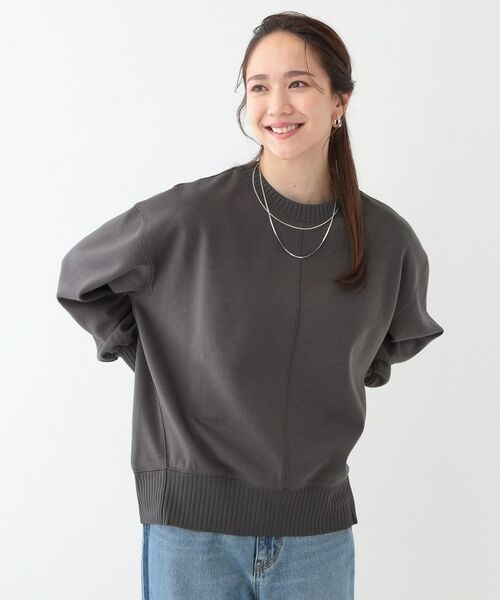 SHOO・LA・RUE / シューラルー カットソー | 【洗える/S-LL】長めのリブでお袖すっきり 異素材トップス | 詳細1