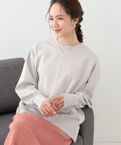 SHOO・LA・RUE/シューラルー 【洗える/S-LL】長めのリブでお袖すっきり 異素材トップス グレージュ(050) 03(L) SHOO・LA・RUE/シューラルー 【洗える/S-LL】長めのリブでお袖すっきり 異素材トップス グレージュ(050) 03(L)