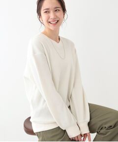 SHOO・LA・RUE / シューラルー カットソー | 【洗える/S-LL/前後2WAY】きらっと光るラメが目を惹く ワッフルトップス