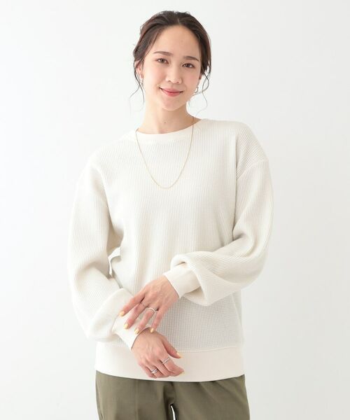 SHOO・LA・RUE / シューラルー カットソー | 【洗える/S-LL/前後2WAY】きらっと光るラメが目を惹く ワッフルトップス | 詳細1