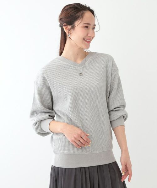 SHOO・LA・RUE / シューラルー カットソー | 【洗える/S-LL/前後2WAY】きらっと光るラメが目を惹く ワッフルトップス | 詳細10