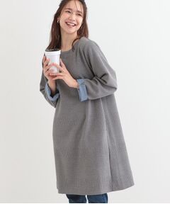 SHOO・LA・RUE / シューラルー ミニ丈・ひざ丈ワンピース | 身体のラインをきれいにカバー　お袖折り返しAラインチュニックワンピース