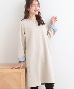 SHOO・LA・RUE / シューラルー ミニ丈・ひざ丈ワンピース | 身体のラインをきれいにカバー　お袖折り返しAラインチュニックワンピース